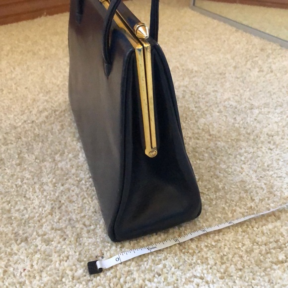 Vintage May D&F handbag navy leather - Picture 4 of 6